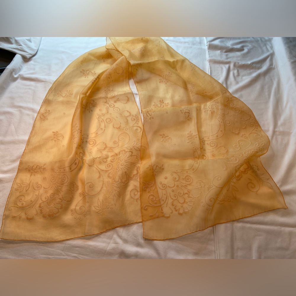 Scarf, embroidered, Sheer, Scarf, 16.5 x 68